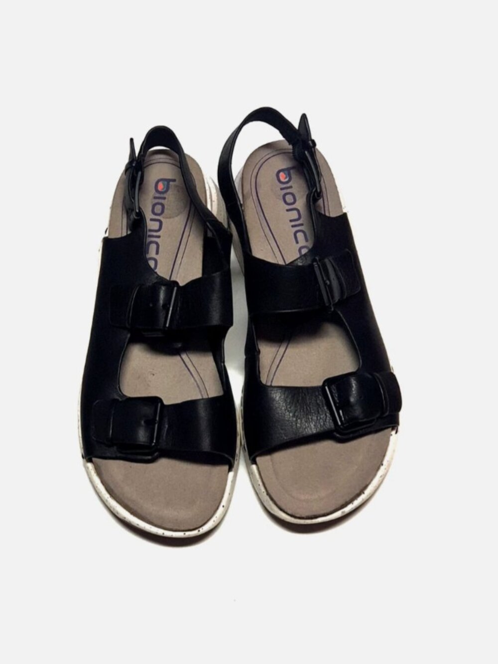 Bionica Leather Black Strappy Walking Sandals Women's Size 10M